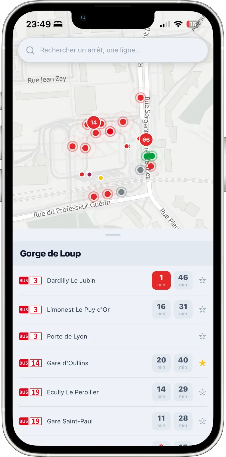 Liste des quais et prochains passages en temps réel
