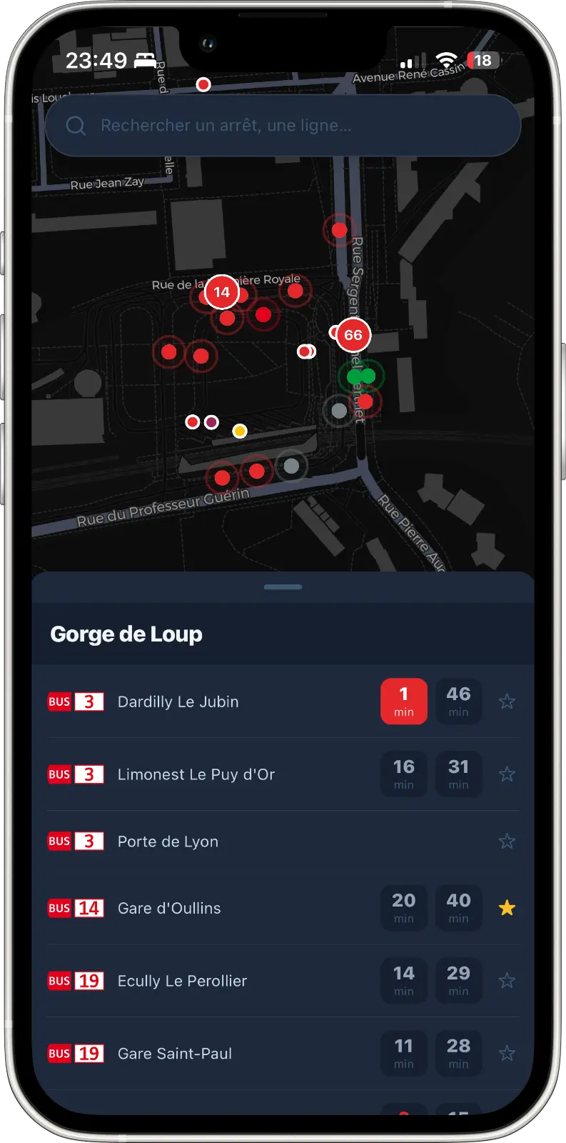 Liste des quais et prochains passages en temps réel