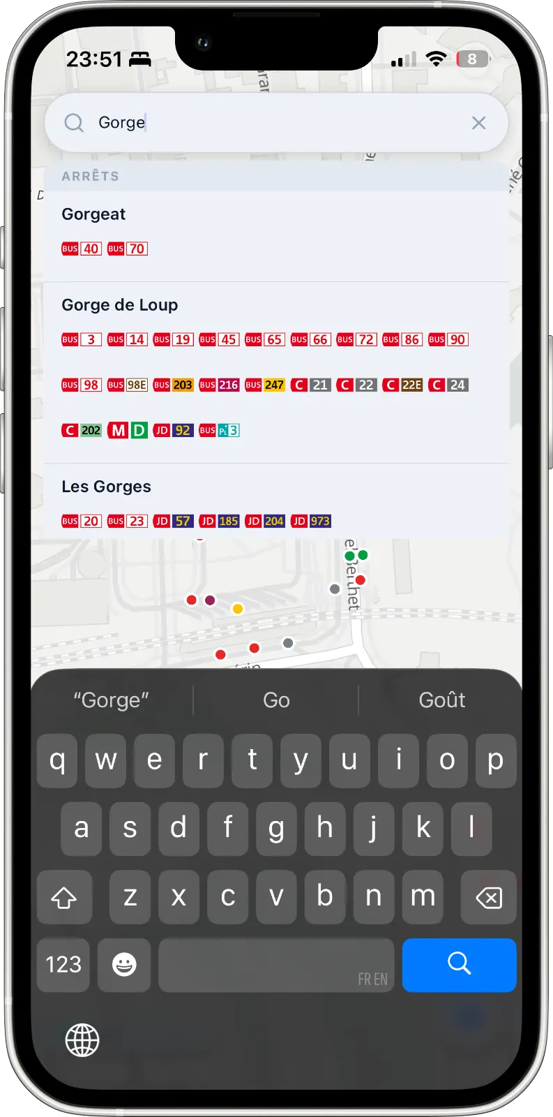 Recherche d'arrêts et de lignes